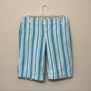 Ann Taylor Loft Blue Stripe Bermuda Shorts (4)